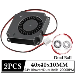 2Pcs Gdstime 40mm Turbo Blower DC 12V 24V Dual Ball 12000RPM High Speed Radiator 40x40x10MM 3D Printer Cooling Accessories Fan