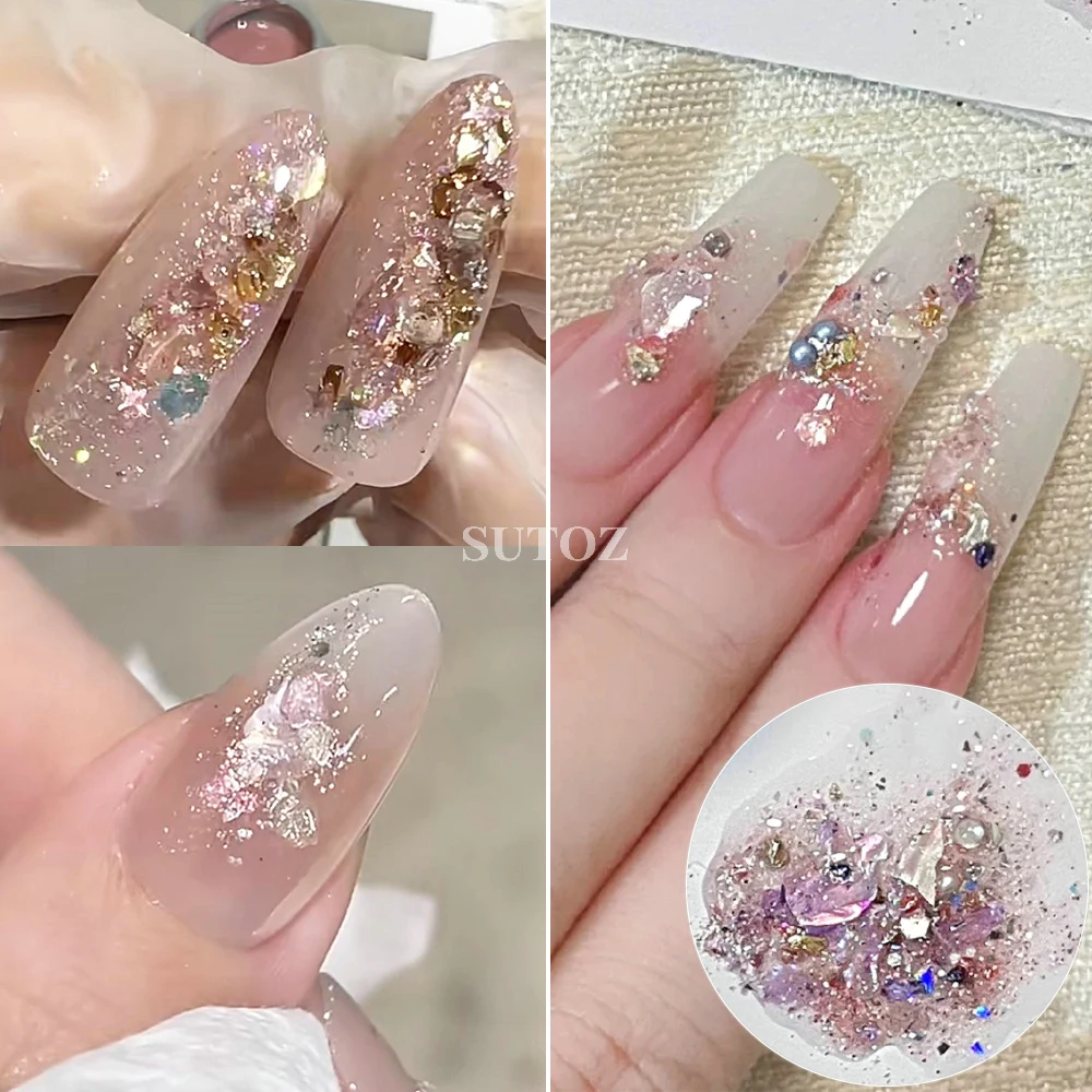 Abalone Shell Para Unhas Mãe De Pérola Nail Art Holográfico Glitter Em Pó Sereia Lantejoulas Flakies Paillettes Manicure LEBFZB