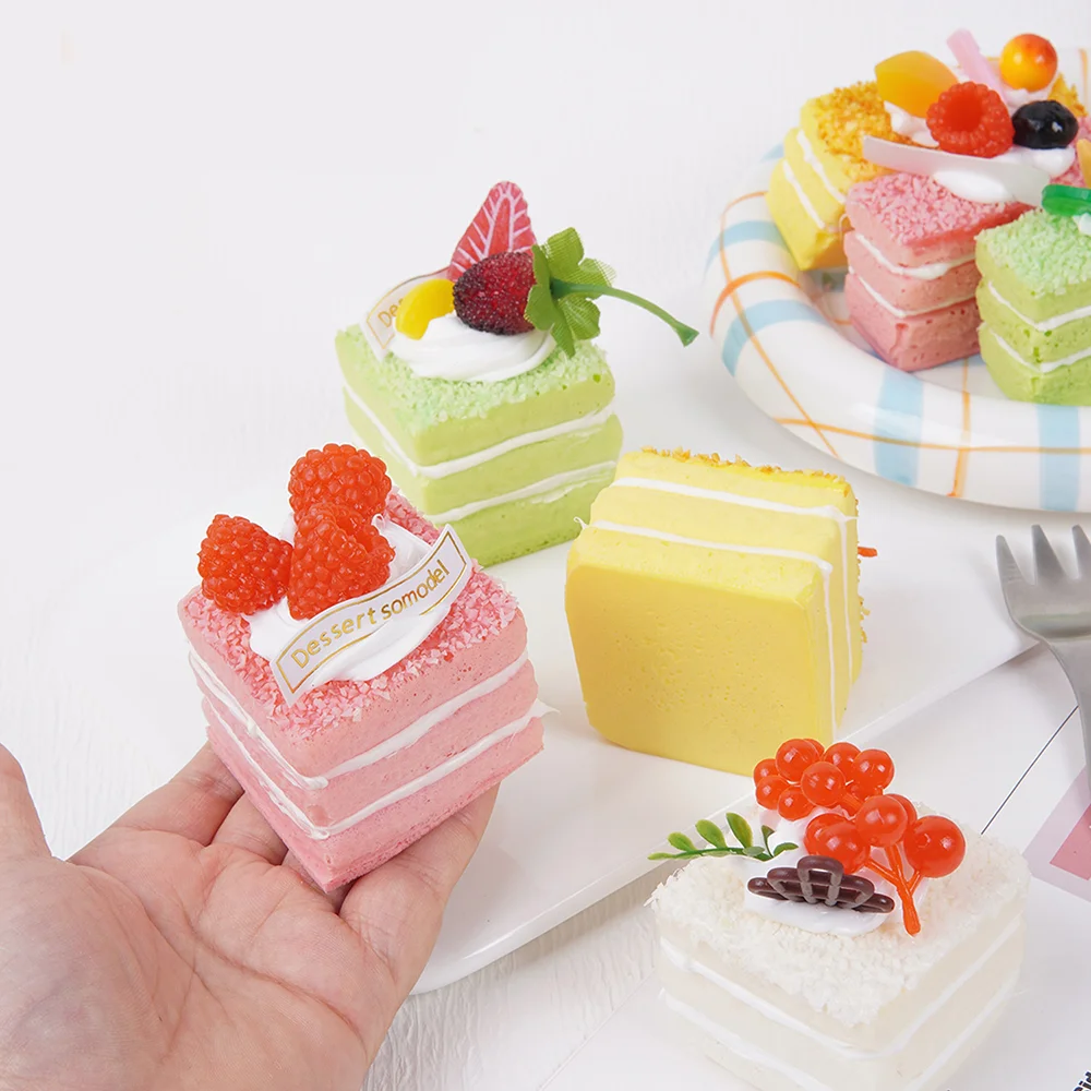 1pc Simulated Mousse Cake Soft Pinch Relieve Daily Stress Tension Decompress And Slow Rebound Office Decoration Simulation Toy.