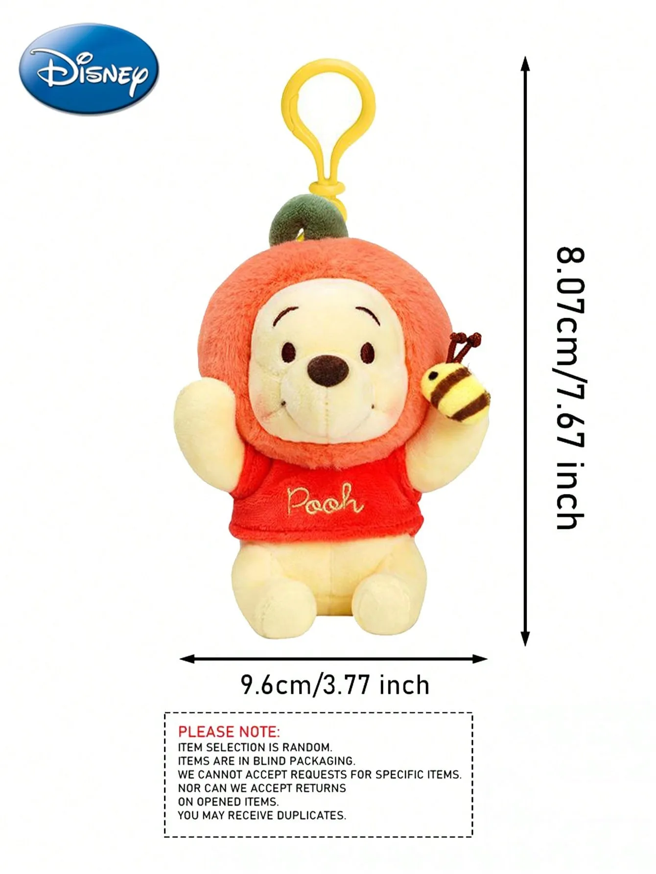 1PC Disney sous licence officielle Winnie boîte aveugle aléatoire 1 dessin animé mignon créatif doux en peluche poupée porte-clés sac sac à dos pendentif