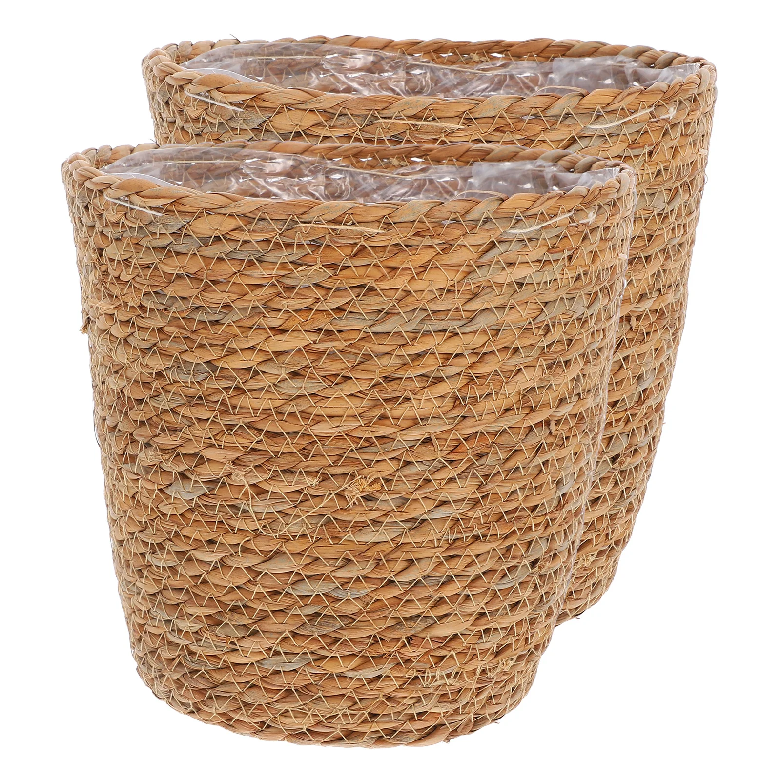 

2pcs Seagrass Basket Woven Flower Pot Cover Storage Decor Planter For Garden Kitchen Bedroom Patio Window Decor Seagrass Storage
