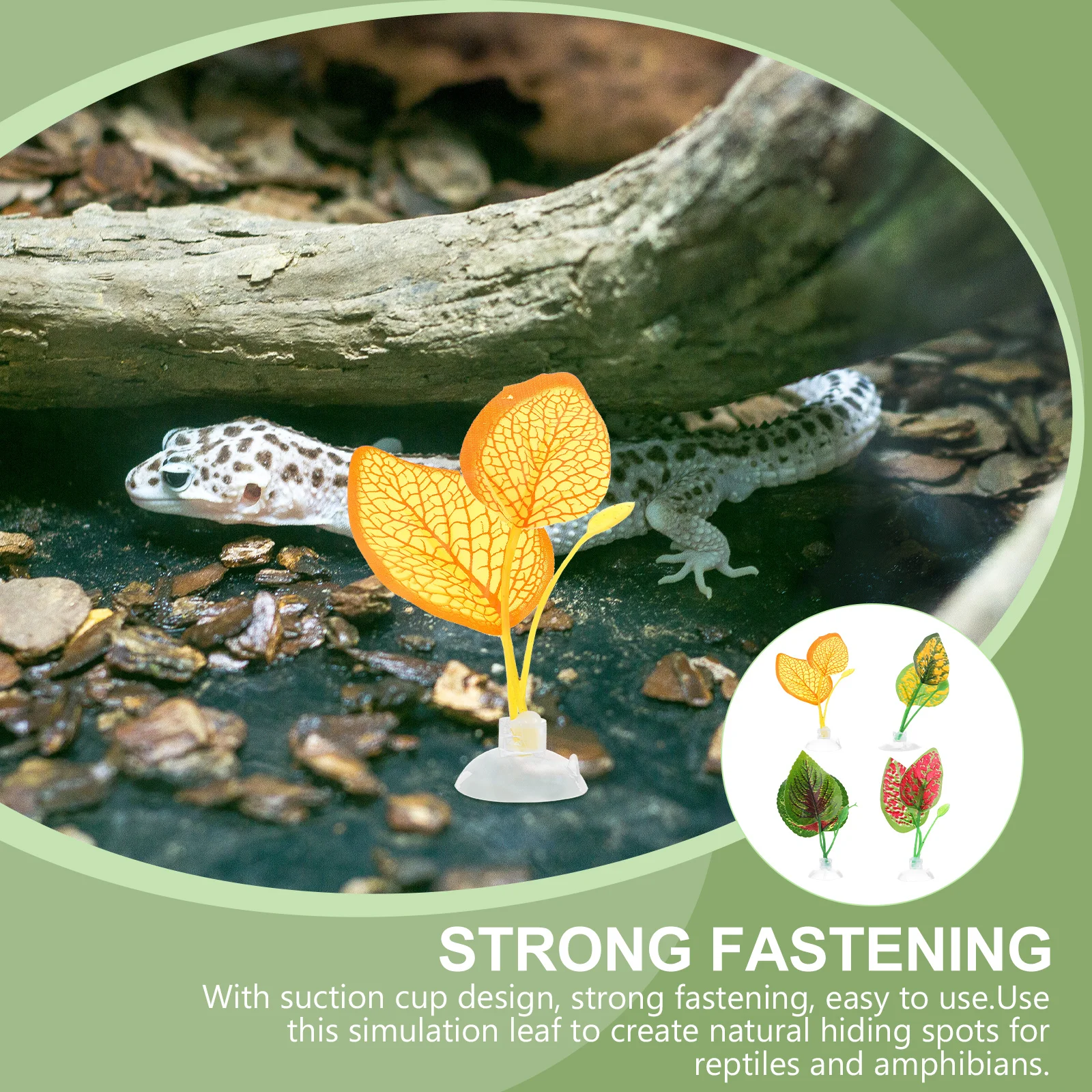 

4Pcs Plastic Reptile Leaves Simulation Plants Suction Cup Easy Use Durable Terrarium Decorations Habitat Hiding Spots