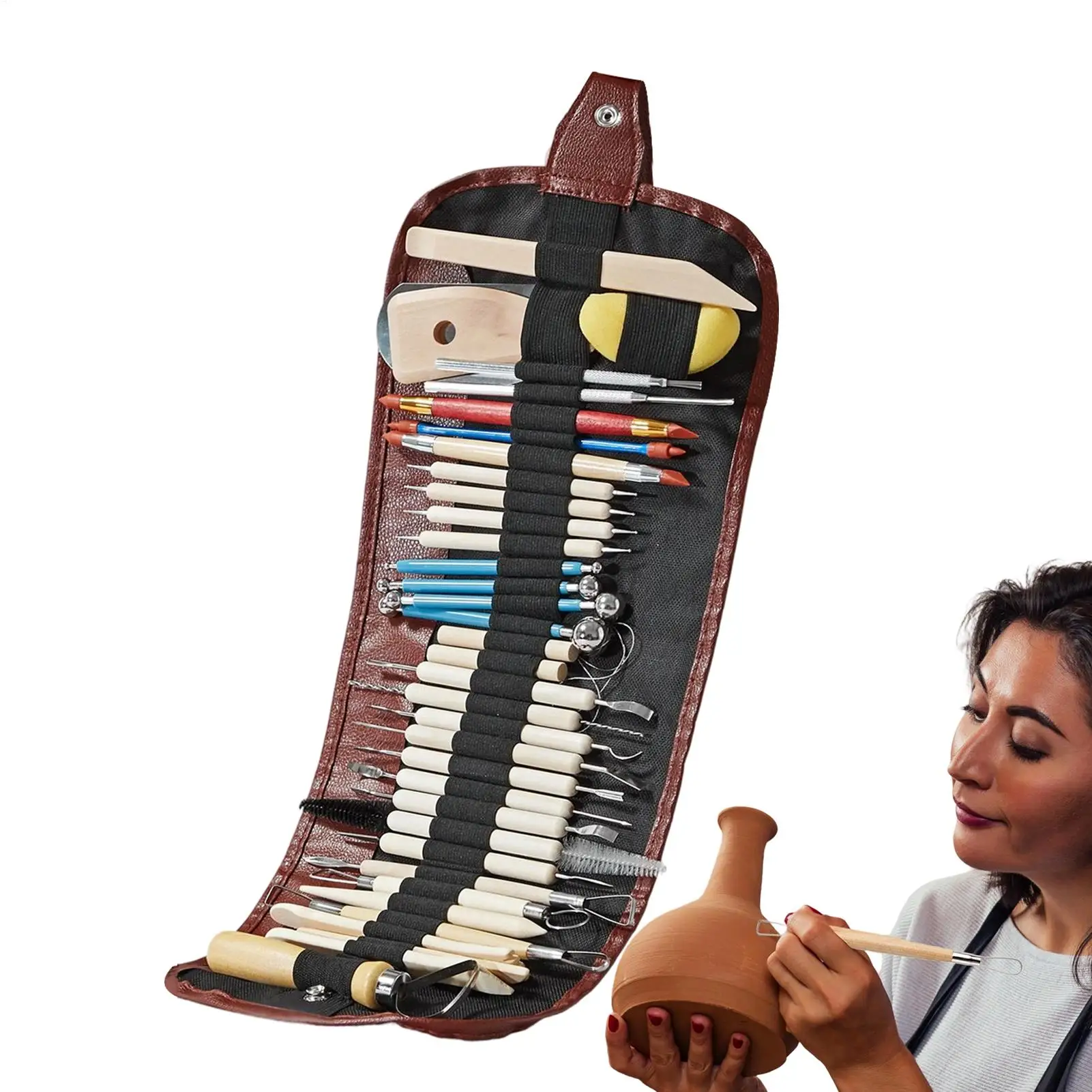 

Глиняные инструменты, набор инструментов для лепки из глины для керамики с сумкой для хранения, 36 предметов, керамические принадлежности для рукоделия для резьбы по литью