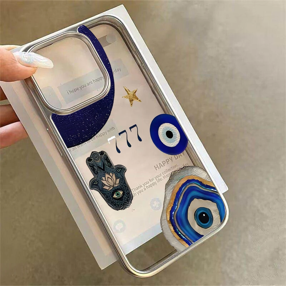 Hamsa Hand Evil Eye Collage Clear Case For iPhone 16 15 Pro Max Cases iPhone 17  14 1511 12 13 ProMax Plus XS Plating Drop Funda view 4