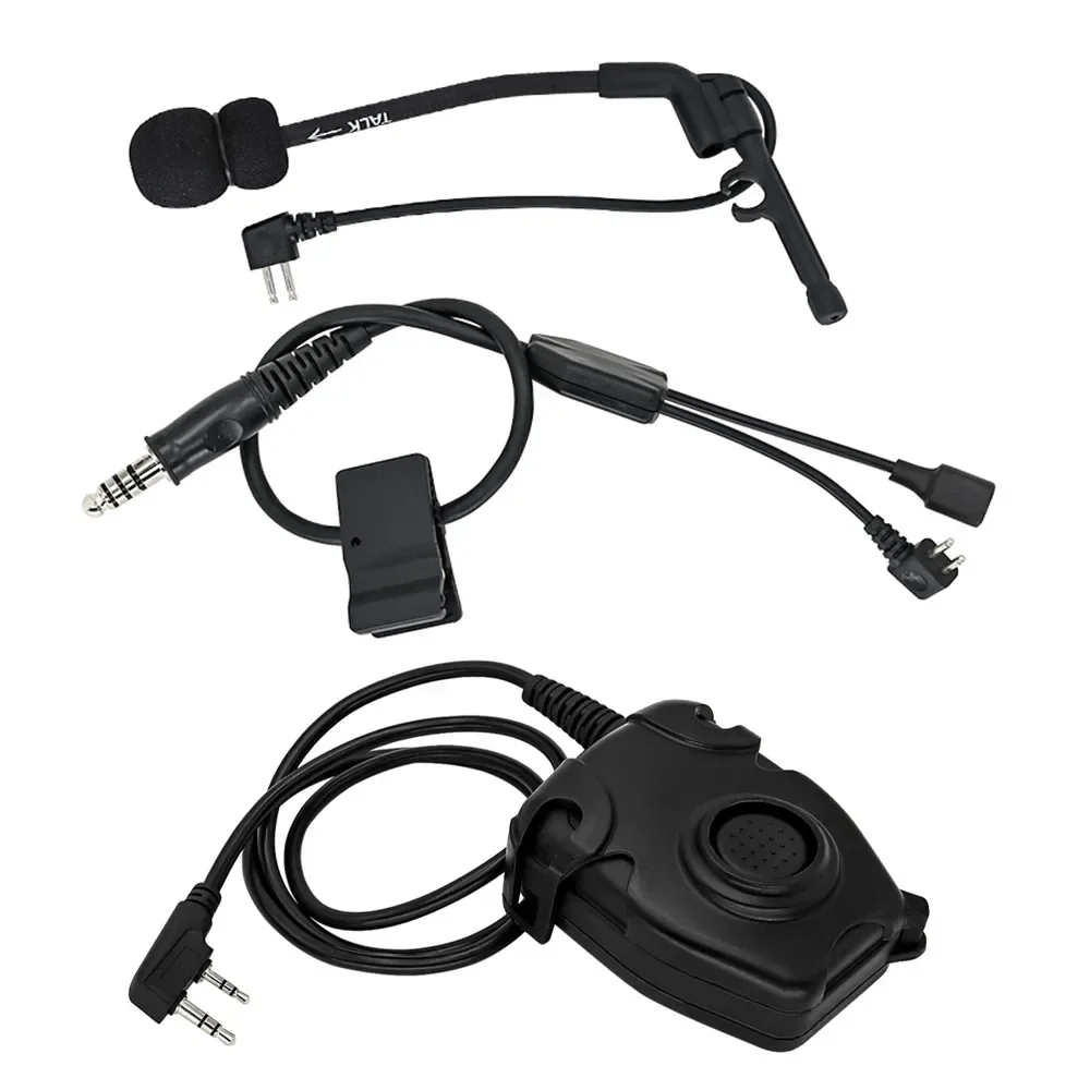 Tactical Headset Adapter Y-line with U94 PTT and Comtac Headset Mic for IPSC Version Comtac Shooting Headphones Hunting Earmuffs