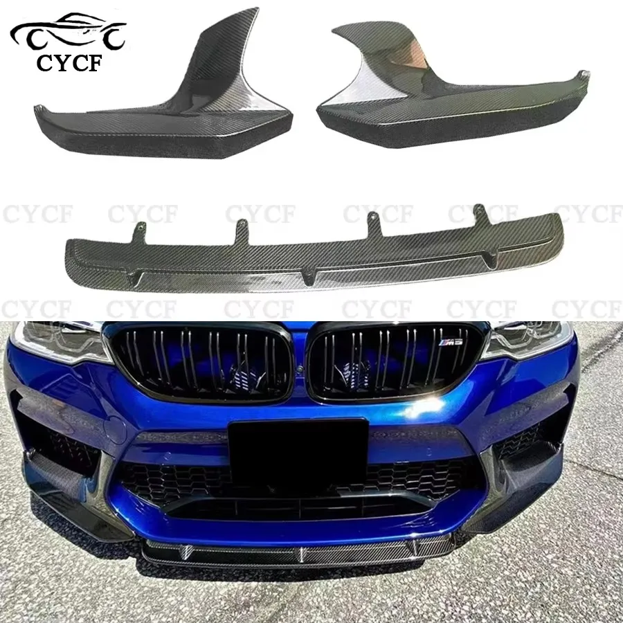 For BMW M5 F90 2017-2020 MP Style Carbon Fiber Front Lip Bumper Lip Separator Chin Spoiler wrap angle Front Bumper corner