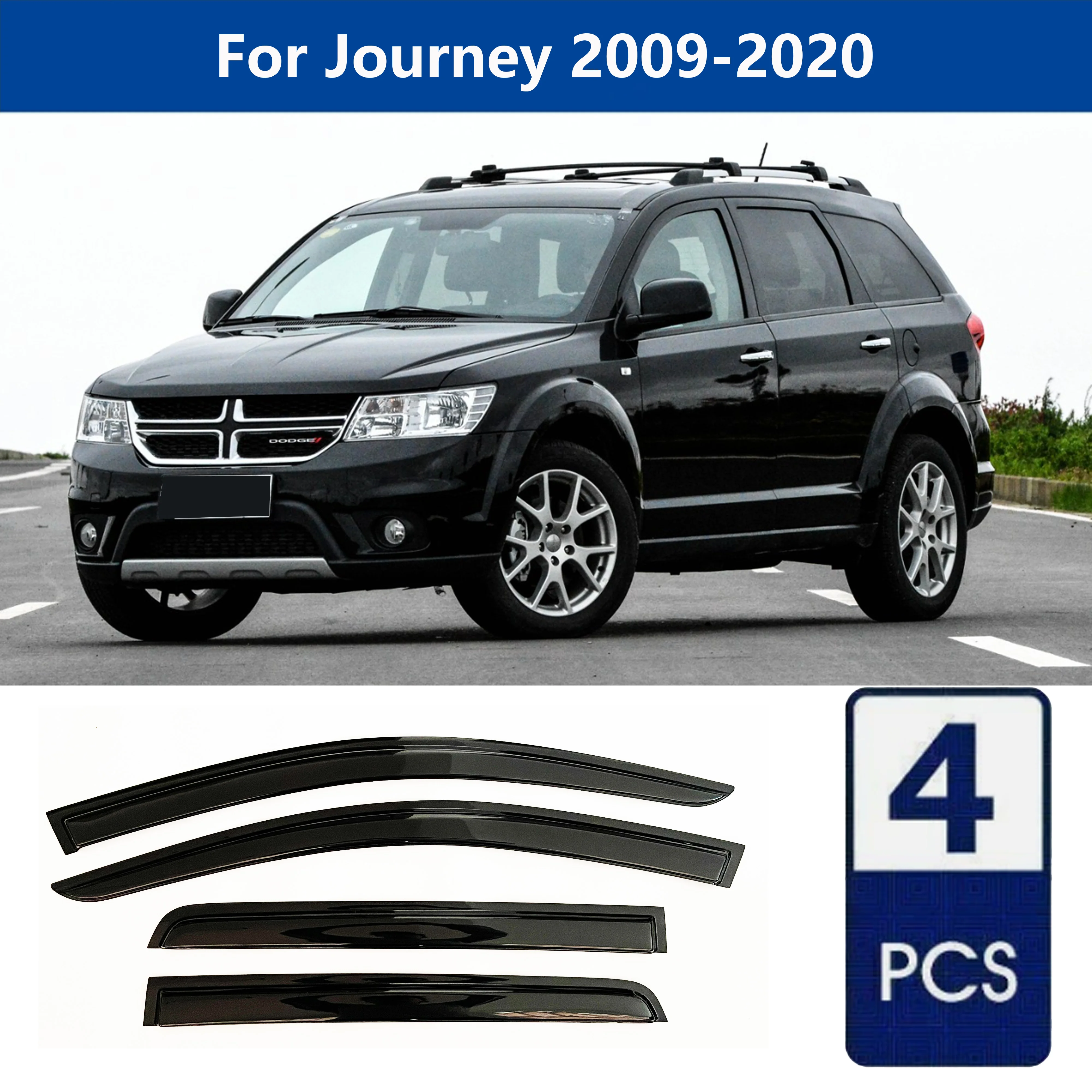 

Высококачественные дефлекторы окон AIBAP (4 шт., 1,8 мм) для Dodge Journey 2009-2020: защита от дождя и солнца