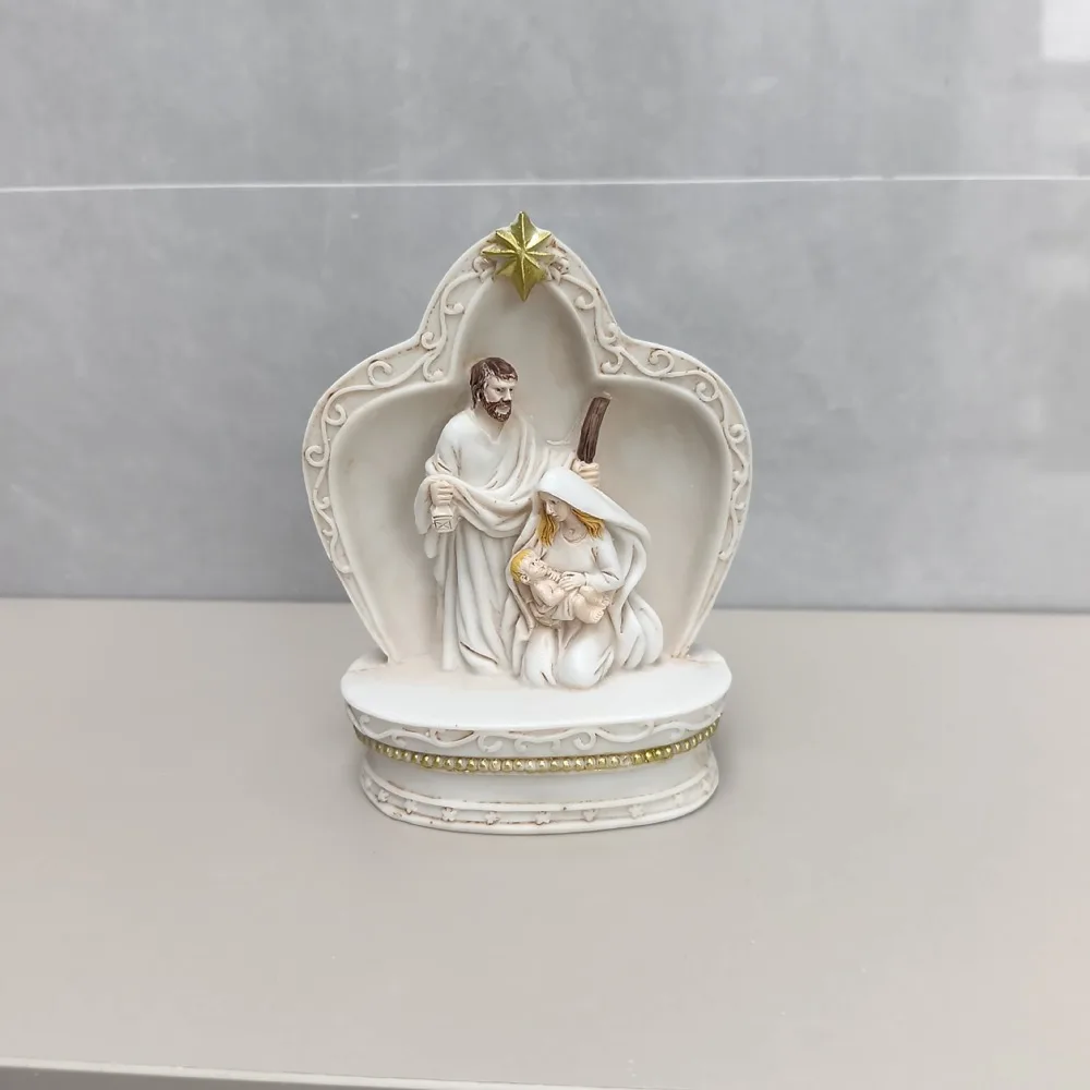 Resin Holy Family Nativity Scene Figurine Christmas Decoration Jesus Birth Statue Catholic Wall Plaque Home Ornament Decor Gift