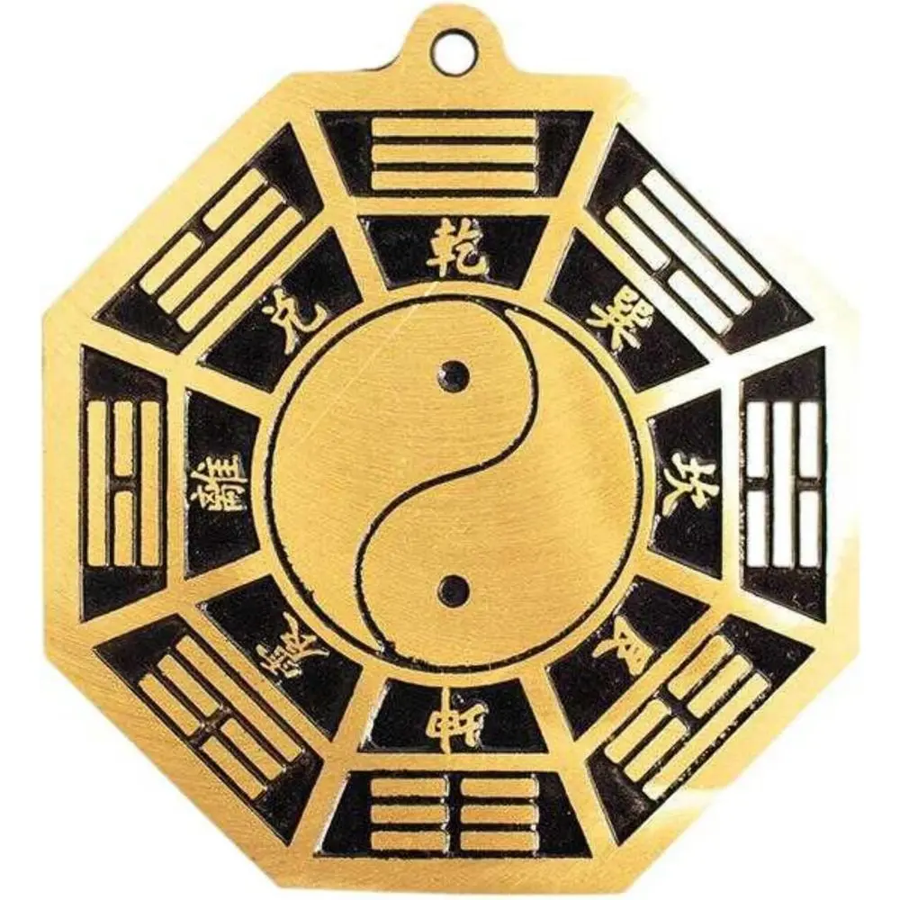 

Латунное китайское зеркало Багуа для дома фэн-шуй, черный плоский дизайн с символом Тай Чи