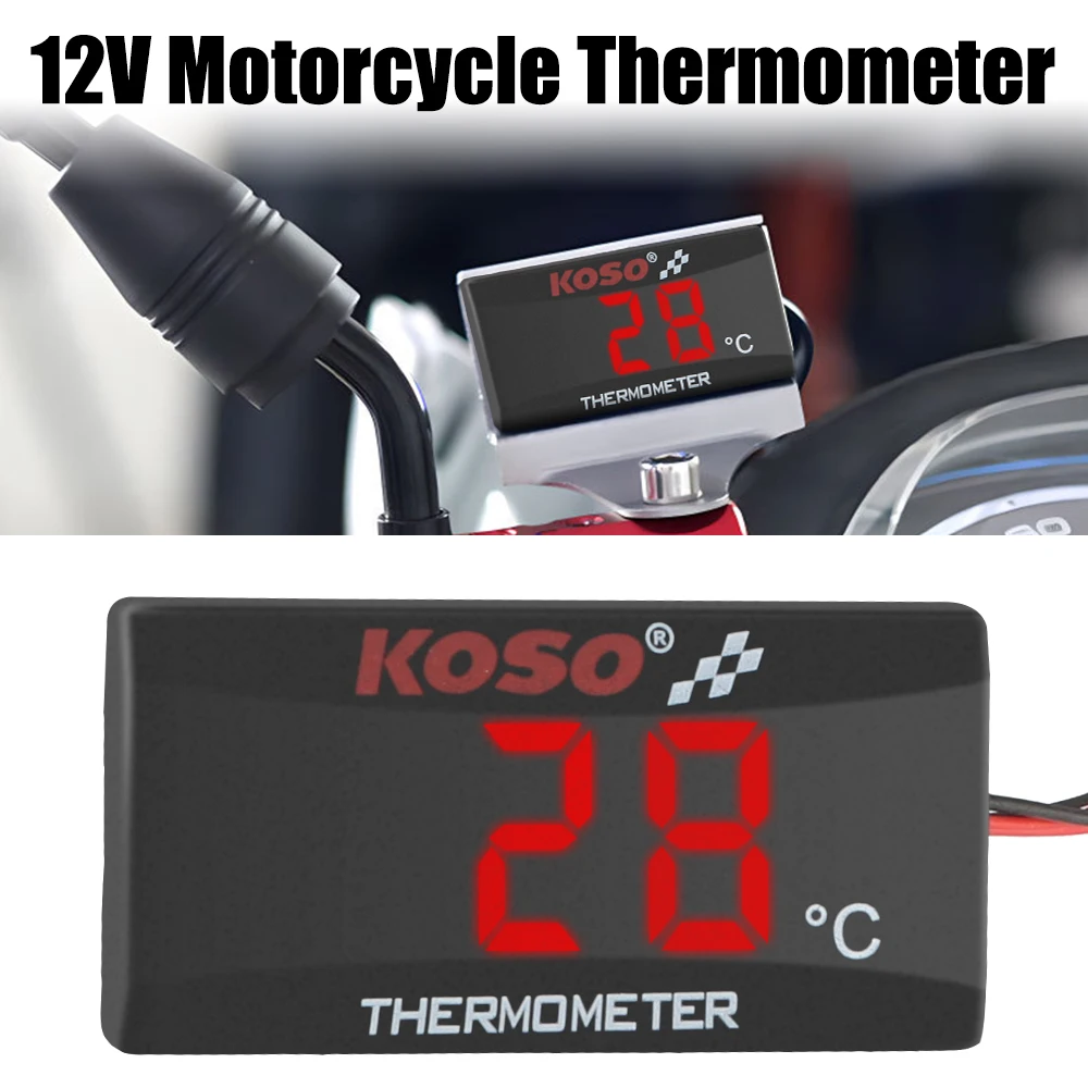 Water Tank Retrofit Red Blue Indicator Warning Temperature Meter Motorcycle Thermometer With Sensors 12V 0~120°C Monitor