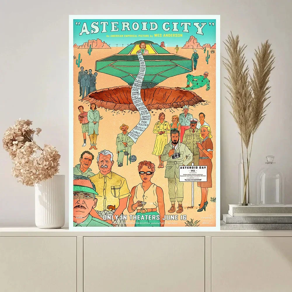 الكلاسيكية ويس أندرسون فيلم سلسلة الكويكب مدينة الفيلم المشارك حائط لوح رسم صور غرفة نوم المسرح المنزلي ديكور هدية #3