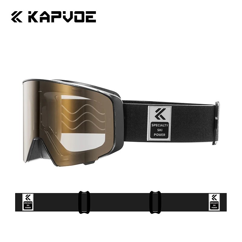 Kapvoe Winter Photochromic Ski Goggles Men Women Snowboard Anti-Fog Mask UV400 Protection Snow Goggles Snowmobile Glasses