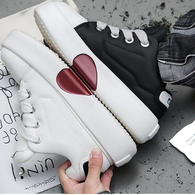 Sneakers Casual Mens Designer White Board Shoes Fashion Microfiber Leather Breathable Height Increased Flat Platform Sport Shoes
