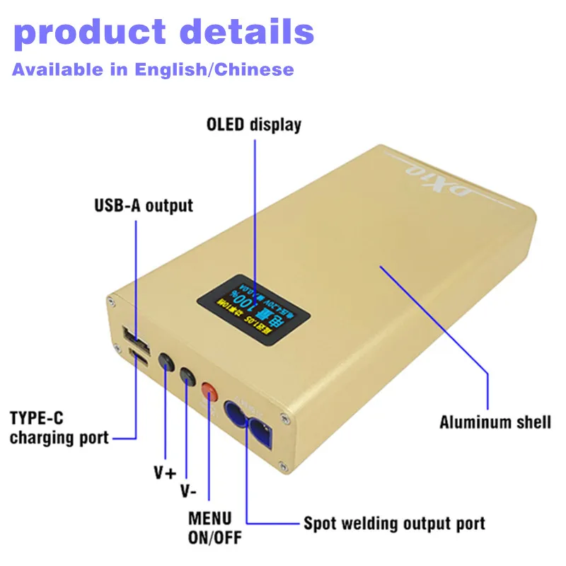 DX10 Portable Spot Welder OLED Adjustable Mini 18650 Battery Spot Welding Machine Tool 10600mAh 0.2mm Nickel For DIY Weld Pen