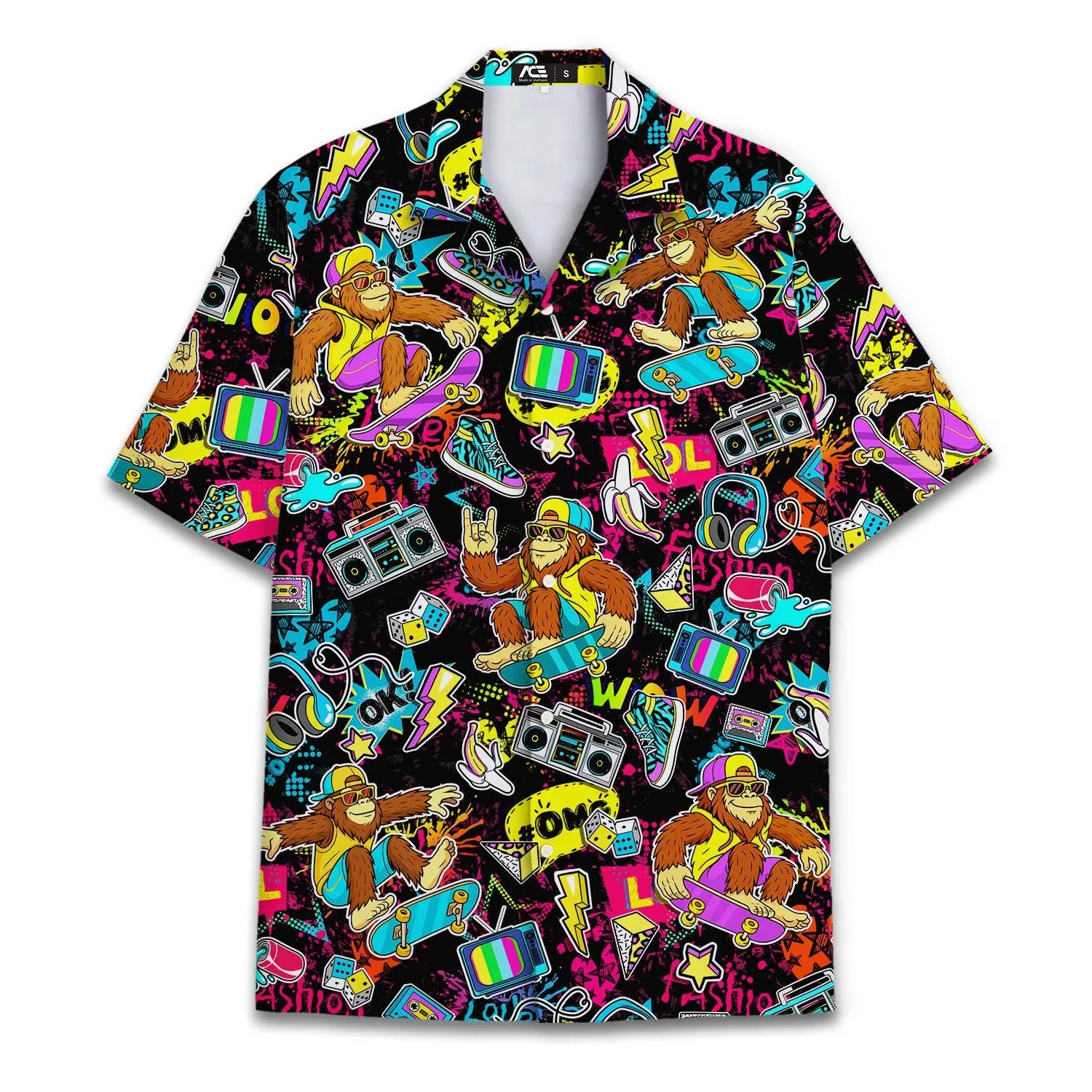 

Ретро диско-музыкальный куб Гавайские рубашки для мужчин Galaxy Pop Скейтборд Мужские гавайские рубашки 80-х 90-х годов Рубашки с коротким рукавом в стиле хип-хоп