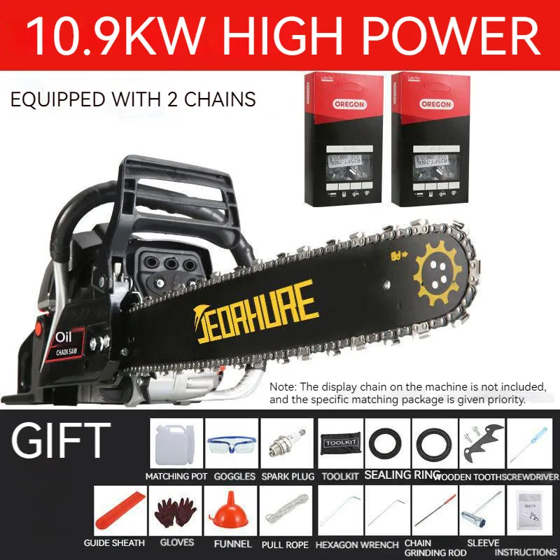 10.9KW 98CC Pure Gasoline Chainsaw High Power Electric Saw Cutting Wood Trees Bamboo Logging Saw Industrial Grade Equipment
