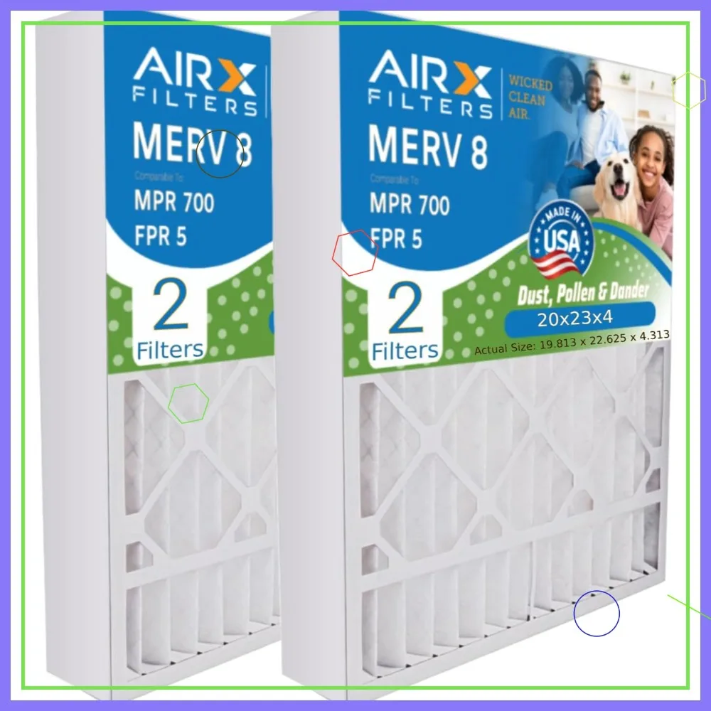 

20x23x4 MERV 8 Furnace Filter, 2-Pack, for Dust Pollen Lint Dander Control, Replacement for HVAC Systems