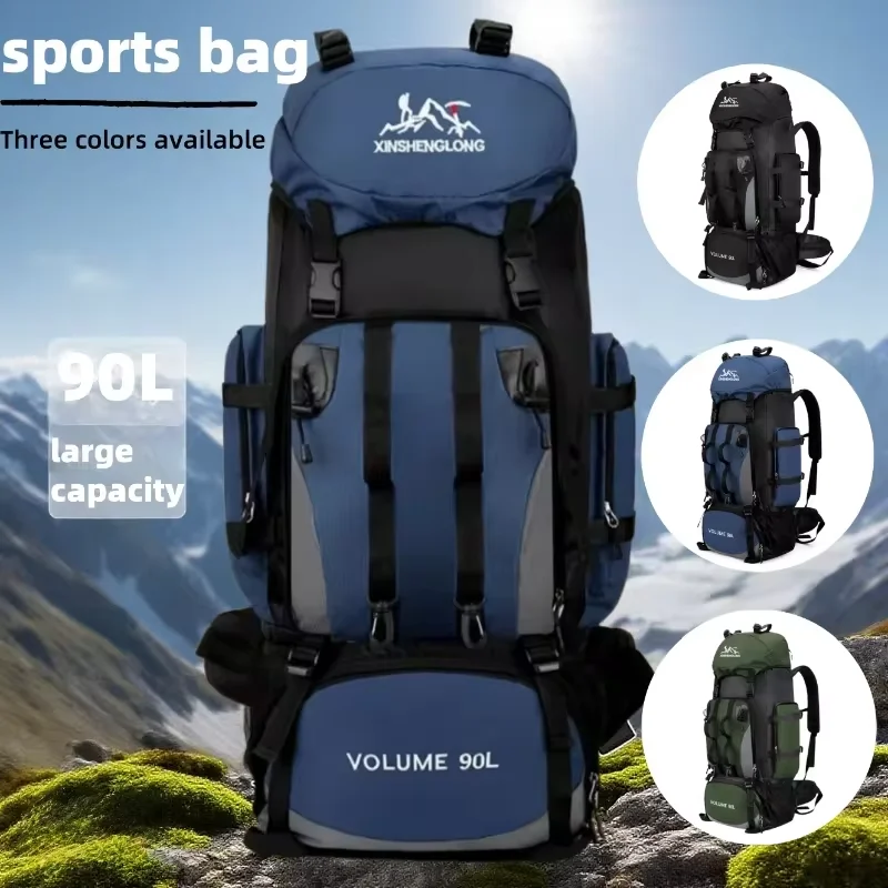 Mochila de Senderismo Impermeable de 90L, Mochila de Camping de Gran Capacidad, Bolsa Deportiva para Viajes al Aire Libre, para Trekking, Excursionismo y Aventuras