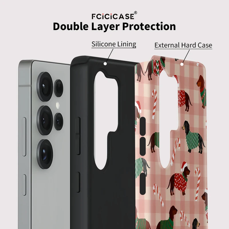 Fcicicase PC +TPU Case For Samsung Galaxy S26 Ultra S25 S24 S23 Plus S22 S20 FE A16 A26 A36 A56 Double-layer Animals Cover Coque
