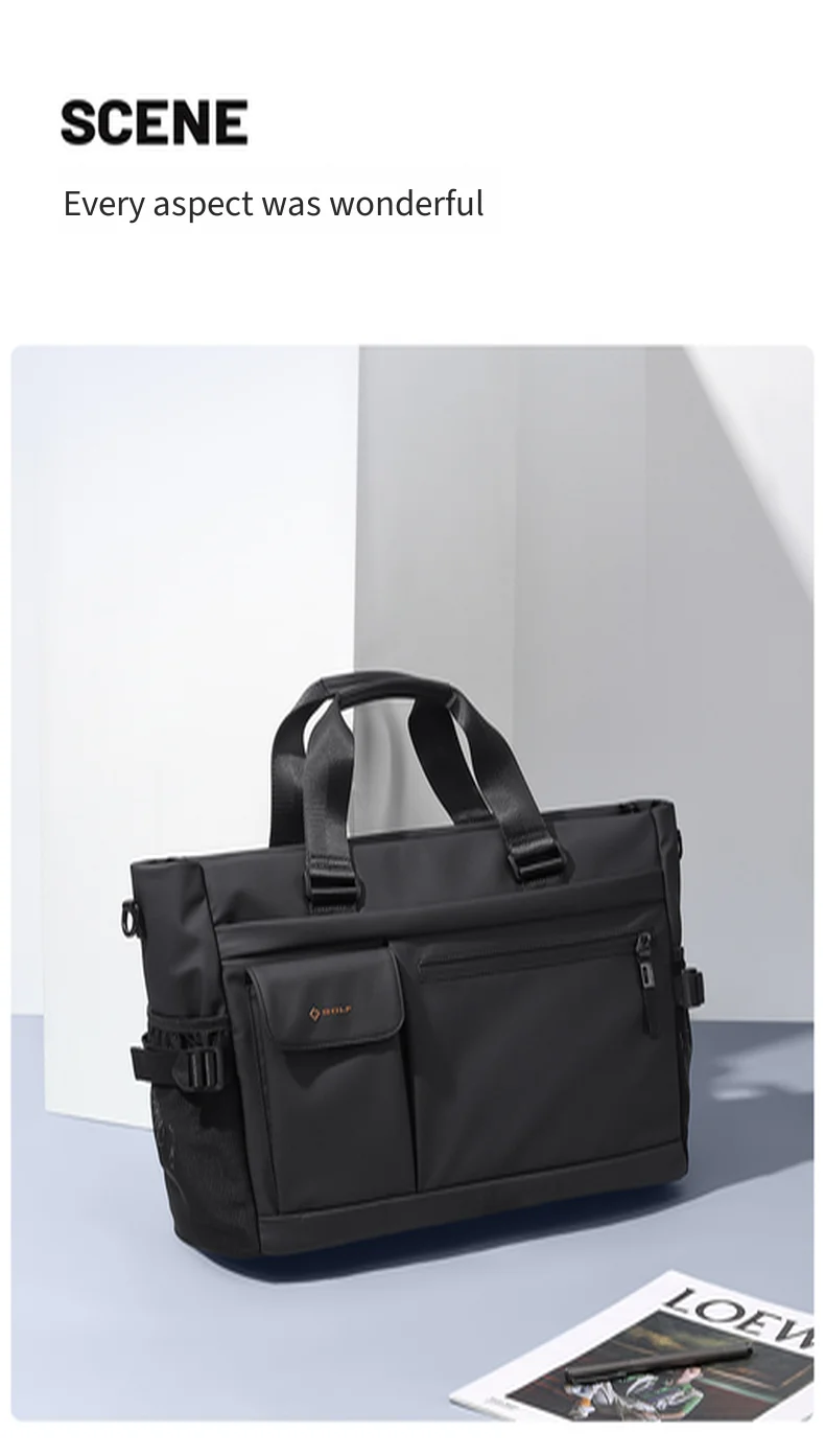 GOLF QUALITY Large Capacity Men's Briefcase 15.6" Business Travel Laptop Bag Casual Handheld File Multi-functional Office Bag