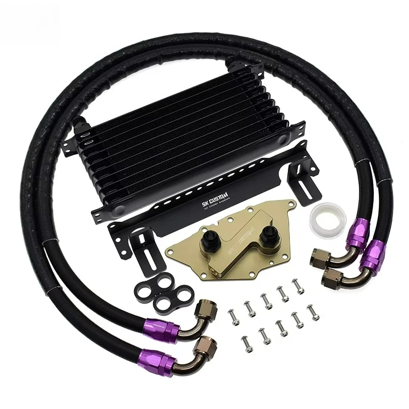 SK Custom 10-Row Oil Cooler Kit for BMW Mini B36 B38 B46 B48 Engine with AN10 Adapter Hose Kit
