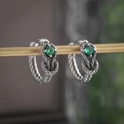 Retro Fashion Green Zircon Earrings for Men and Women Hip Hop Earrings Jewelry Gifts