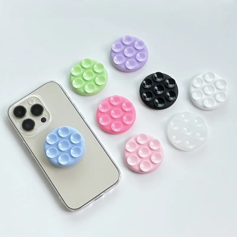 Round Silicone Suction Pad For Mobile Phone Samsung For iPhone Sticky Finger Grip Stand Sticker Suction Cup Phone Holder GripTok