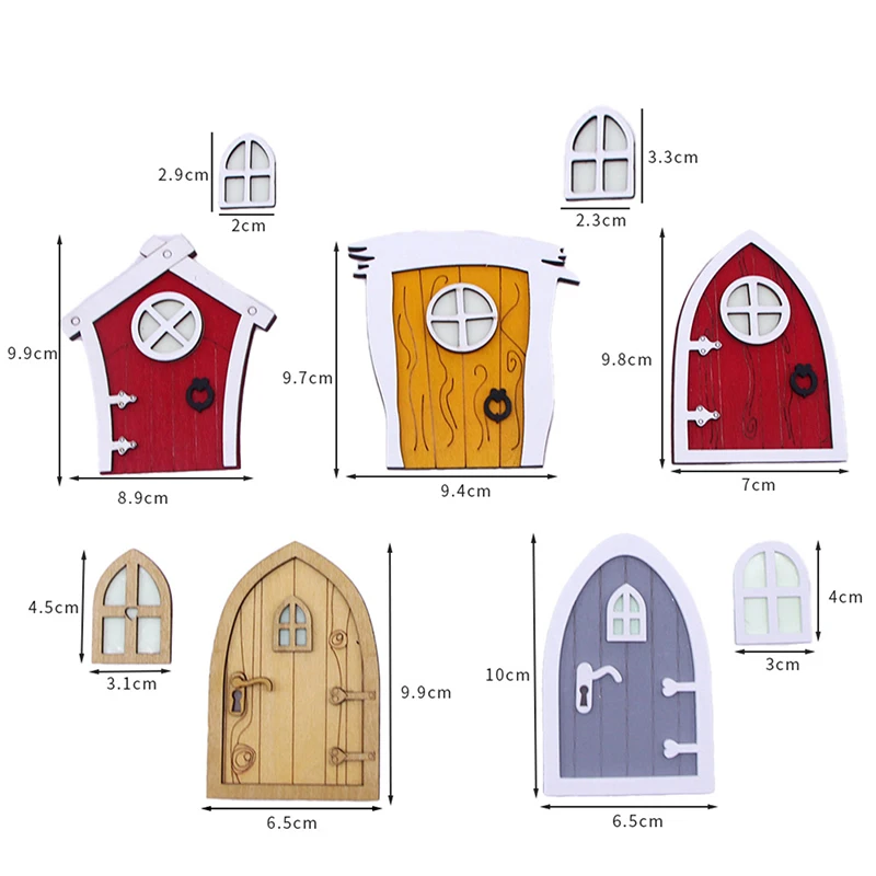 1PC Mini Wooden Christmas Door Miniature Dollhouse Furniture Model DIY Accessories Kids Garden Scenes Decoration Toys Gift