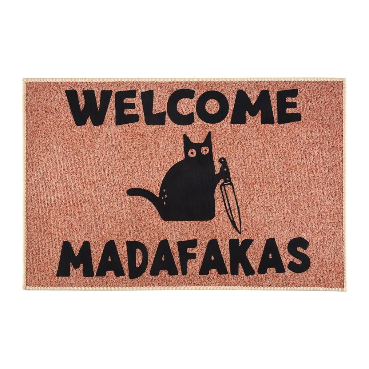SDFC Dark Cat Welcome Madafakas Full Print Doormat Fun Doormat Home Decor Kitchen Bathroom Decor Give People Fun Gifts