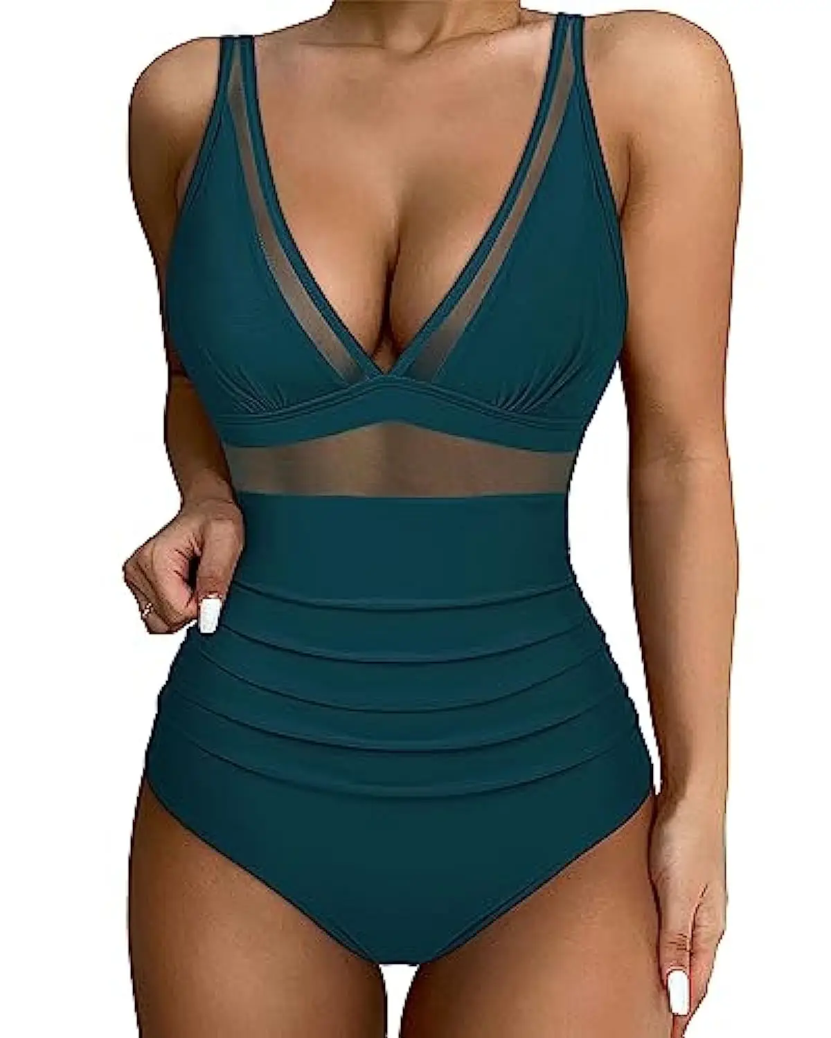 Traje de baño de una pieza para mujer, bañador de cintura alta, Bikini acanalado, conjunto de Bikini Sexy de corte alto, 2024