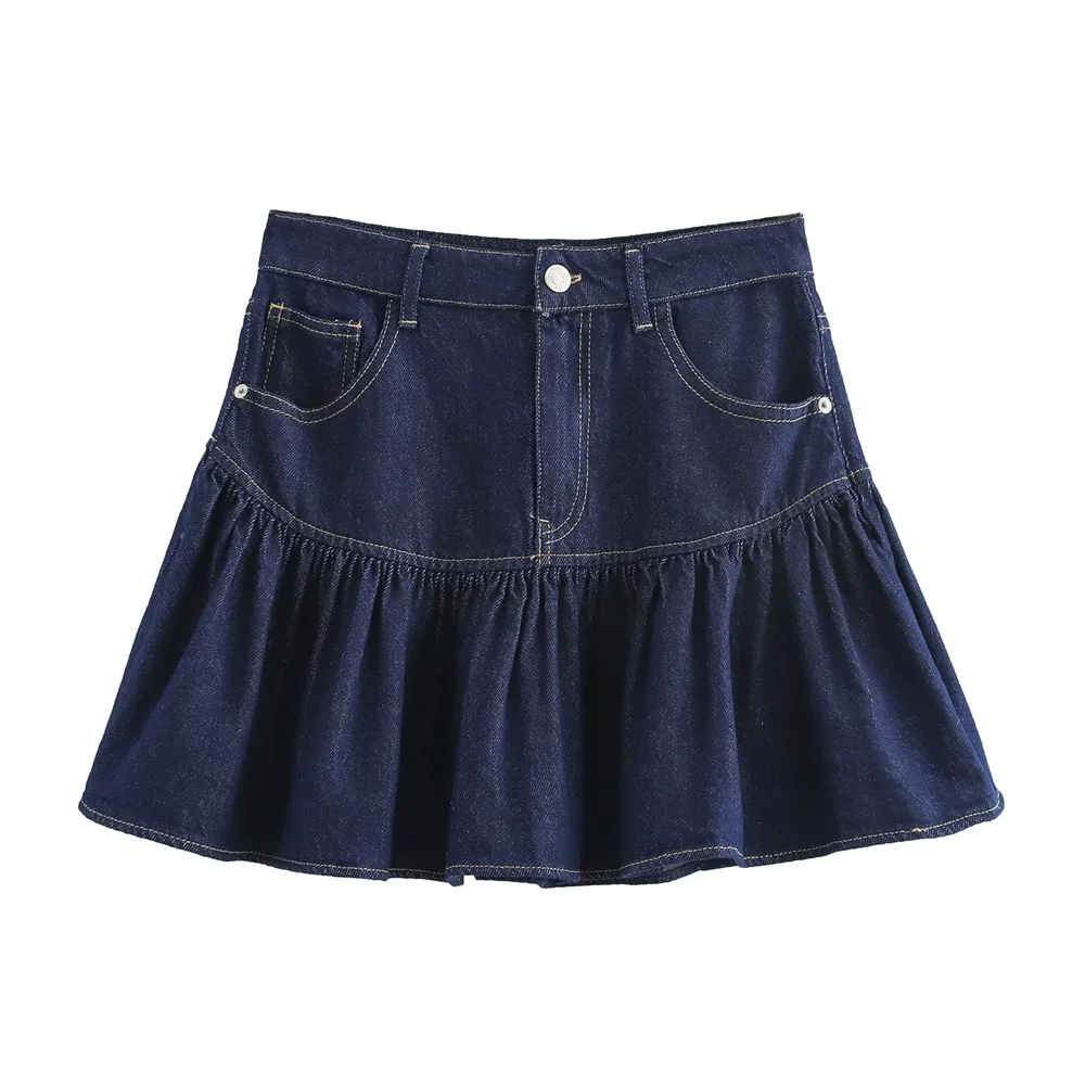 

Kar&Otza 2024 Autumn New Product High Waist Small Cotton Denim Mid Waist Wide Swing Half Skirt Short Skirt