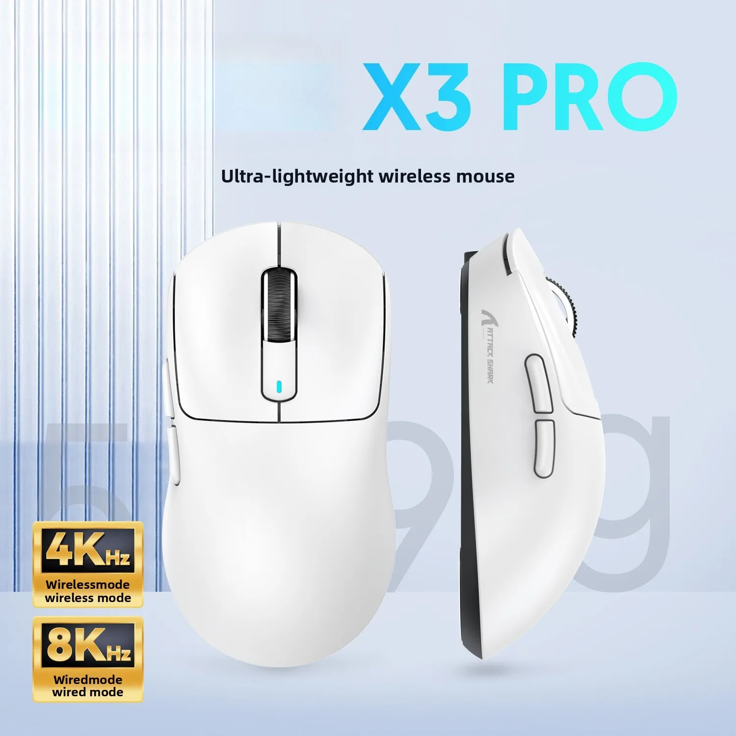 

X3PRO mouse lightweight PAW3395 e-sports game three-mode 4K wireless mouse 8K computer mouse twenty three