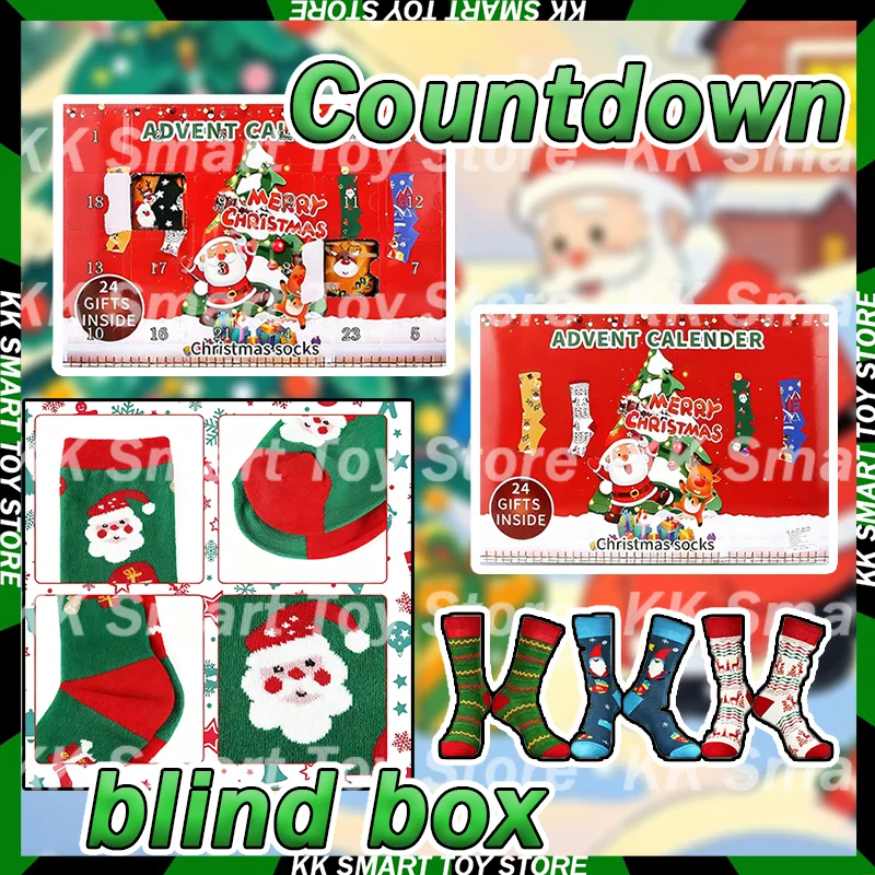 

Новые рождественские носки с адвент-календарем, слепая коробка с 12/24 кусочками носков до середины икры Санта-Клауса, мультяшный дизайн, подарки обратного отсчета