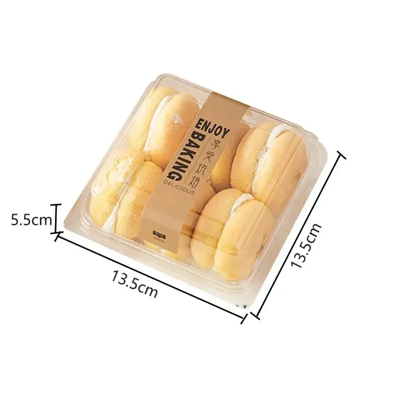 50pcs Transparent Plastic Cake Box With Stickers And Lids Square Dessert Cookies Packaging Box Baking Accessories Party Decor