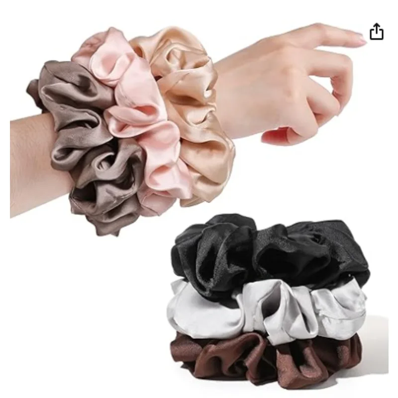 

6 Pack 100% Silk Scrunchies for Hair Soft Satin silky Silk Mulberry Silk Scrunchies Gifts for Mother's Day and Valentine's Day
