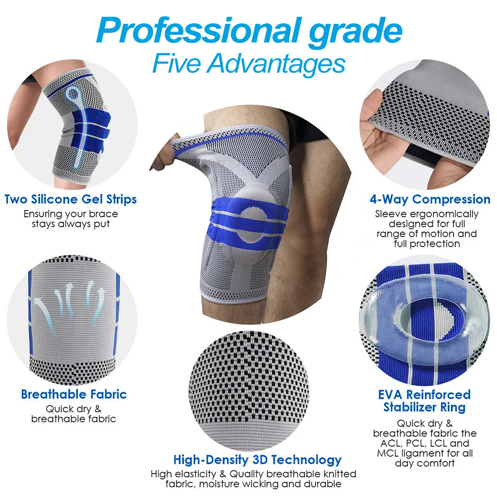 Medical Knee Brace Support Compression Sleeve Joint Recovery Arthritis Pain Relief Running Workout Sports Knee Pad