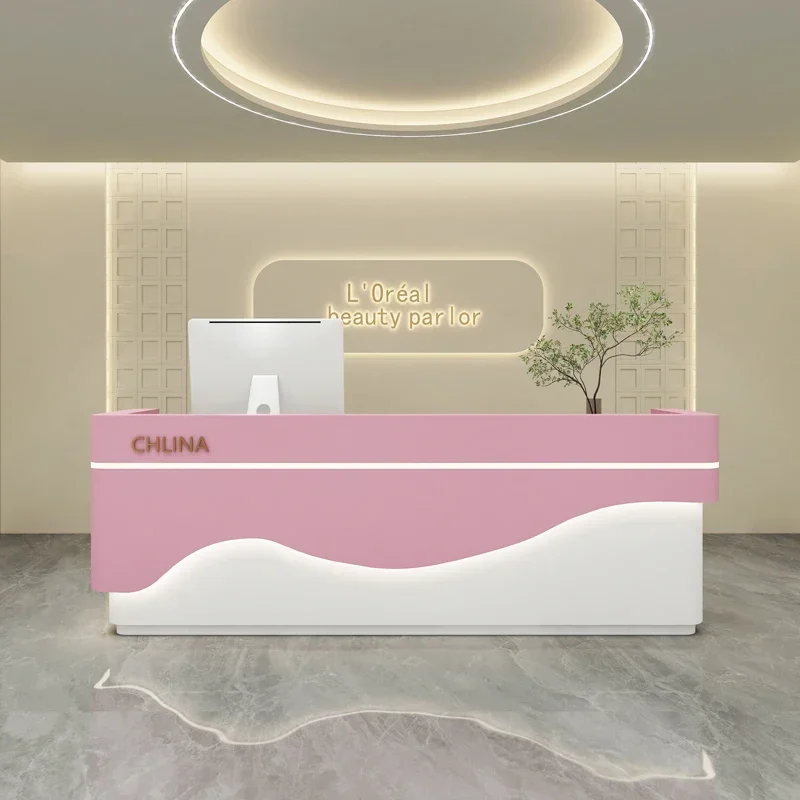 Front Desk Reception Counter Hairdressing Luxury Receiption Professional Office Furniture Table Atelier Modern Secretary Elegant