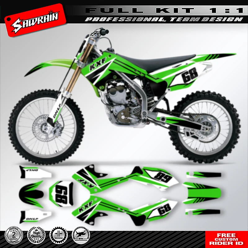 Sawrain Motorrad-Grafik-Aufkleber-Set für KAWASAKI KXF250 2004 2005 001