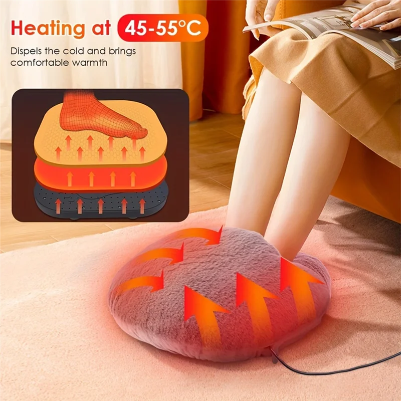 เครื่องอุ่นเท้าไฟฟ้า USB, เครื่องทําความร้อนอุณหภูมิคงที่, ขนห่านนุ่ม, เหมาะสําหรับห้องนอนฤดูหนาวสบาย - [Qahk]