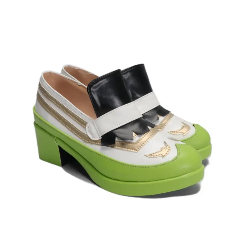 Anime Promise of Wizard Figaro Cosplay Shoes Green Short PU Leather Boots For Halloween Carnival