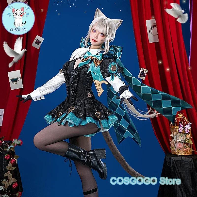 

COSGOGO Genshin Impact Lynette Magician Game Suit Gorgeous Uniform Cosplay Costume Halloween Party Role Play Outfit Women