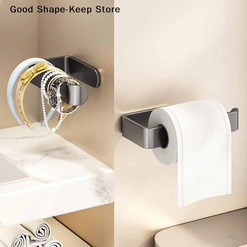 dailySelf-adhesive Towel Rack Wall Mounted Bathroom Items Bathroom Towels Holder Hanger Without Punching Toilet Paper Holder