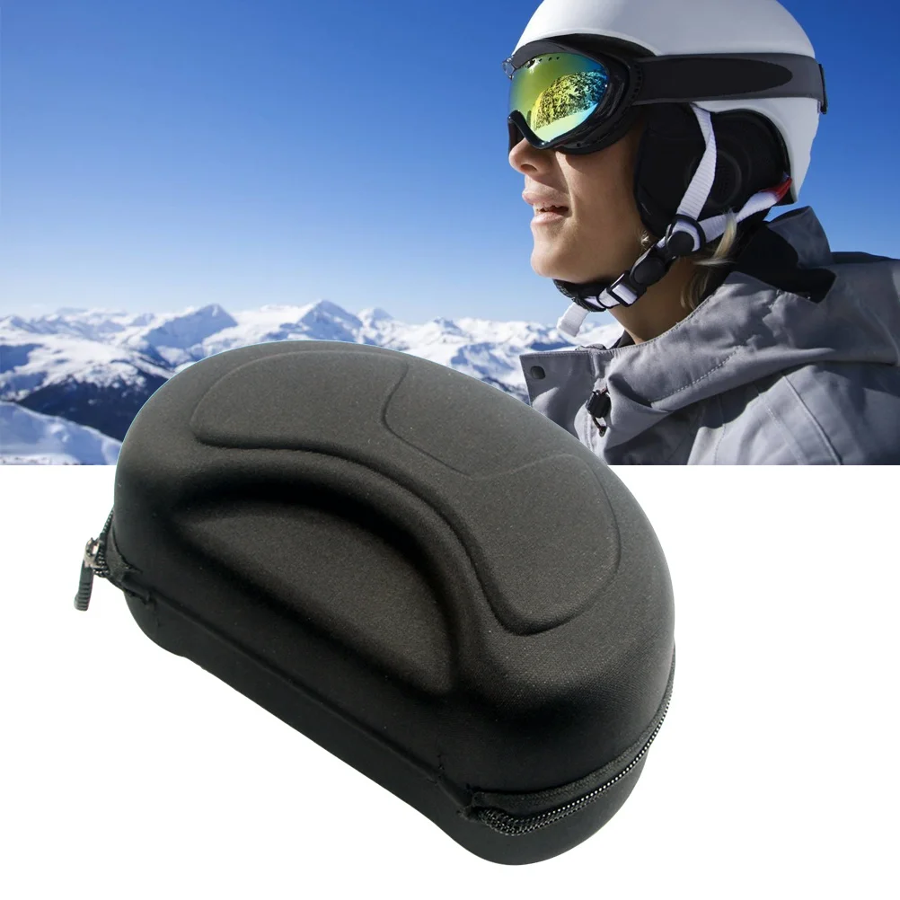 صندوق نظارات التزلج الفاخر، هيكل إيفا متين، تصميم داخلي مبطن بالكامل يناسب معظم النظارات الكبيرة باللون الأسود