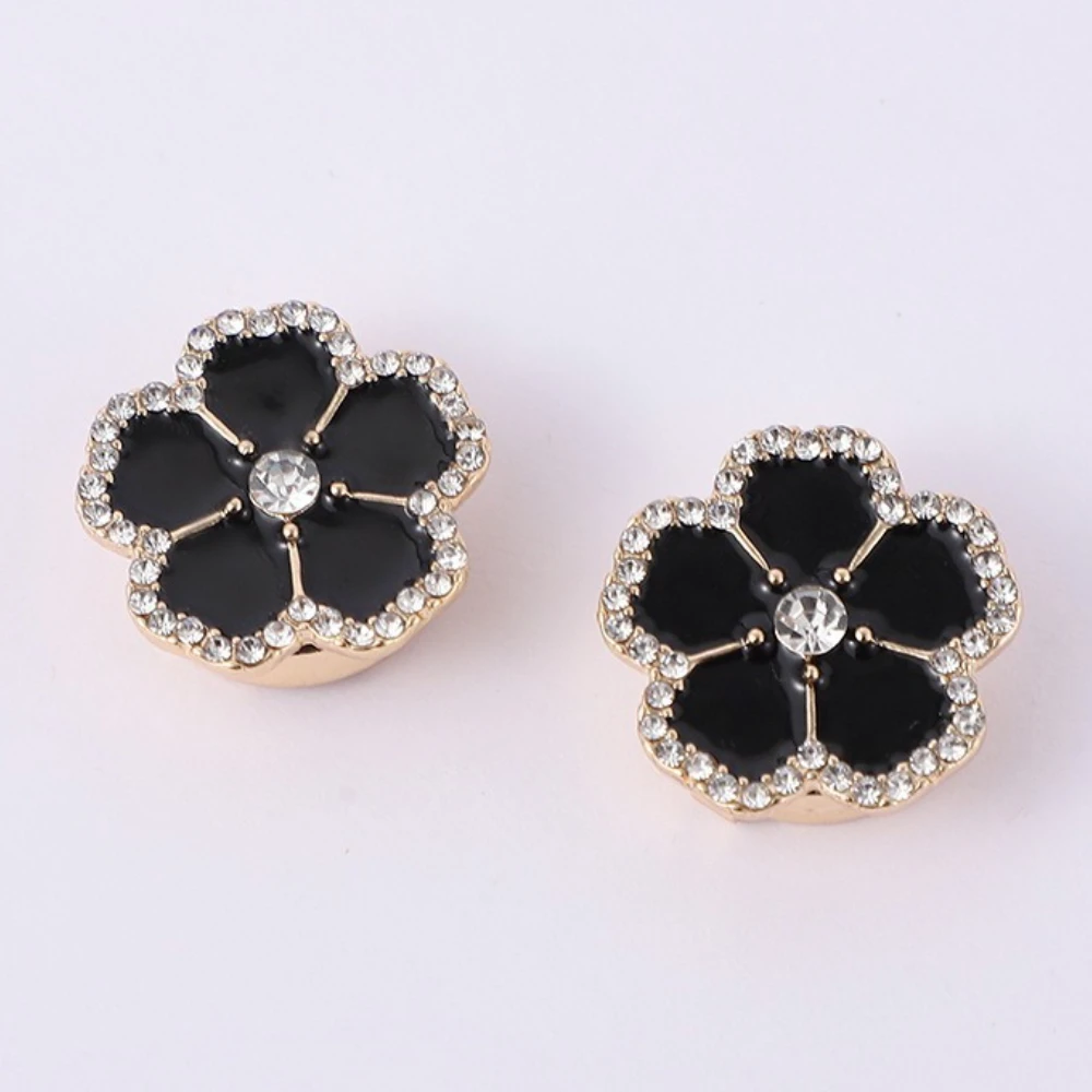 2 قطعة أزرار أكمام على شكل زهور على الطراز الكوري قميص نسائي فاخر من حجر الراين أزرار ملابس عصرية مستديرة إكسسوار أنيق بالجملة #5