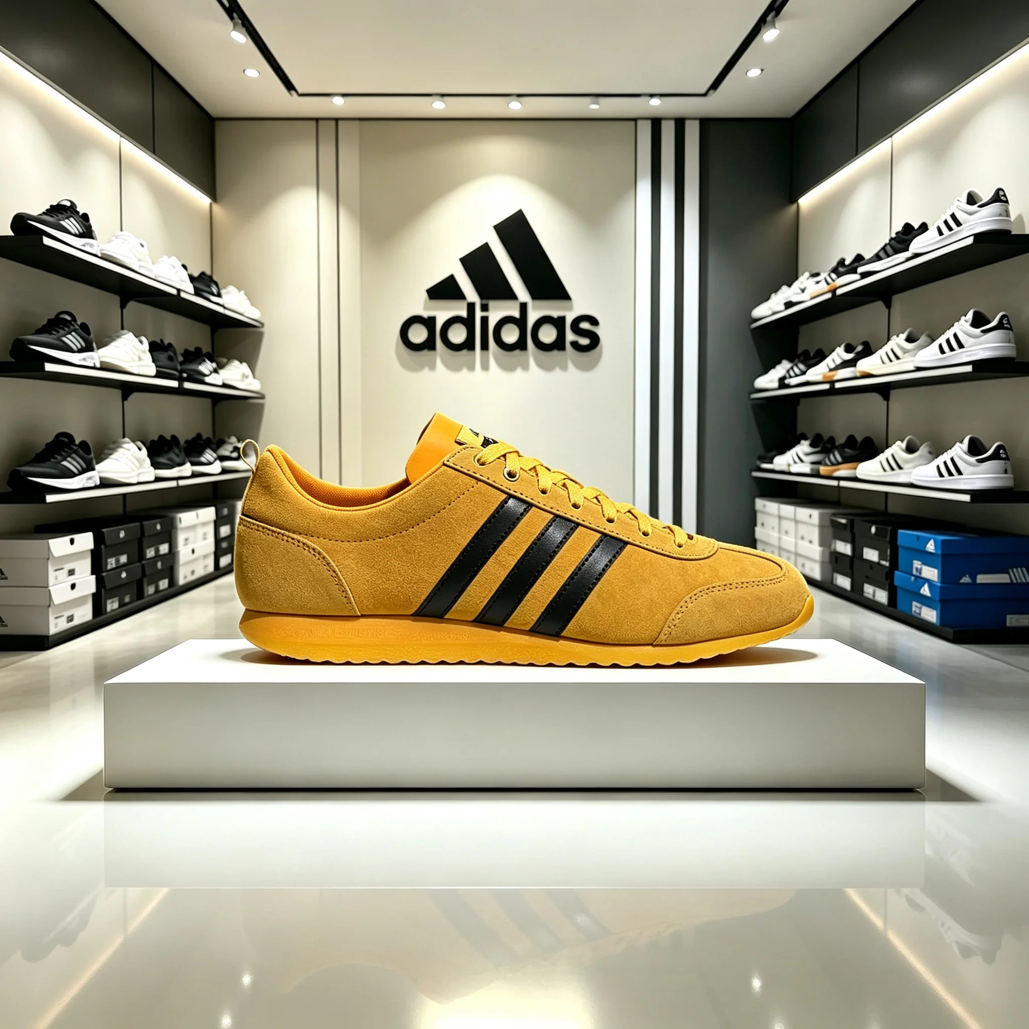 Adidas VS JOG 2.0 Comfortable and Simple Low-Top Lifestyle Sneakers Unisex Yellow JS1122
