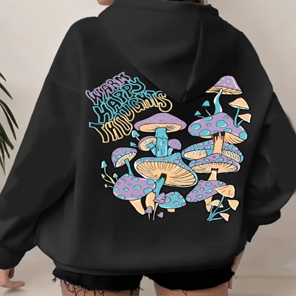 

Мягкий полиэстерДлинный рукав с передним карманом Красочные грибы РОЖДЕСТВЕННЫЙ дизайн Удобная повседневная одежда Толстовка большого размера