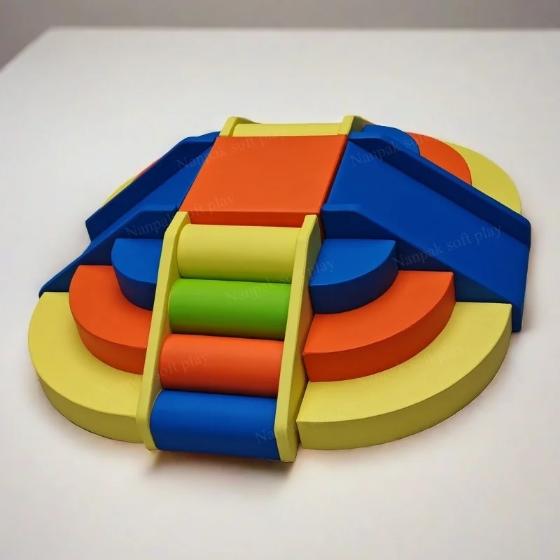 

Hot Orange Green Yellow Blue Indoor Playground of Kids Pyramid Climber Slide Party Soft Play Indoor Soft Play Equipment for Hire