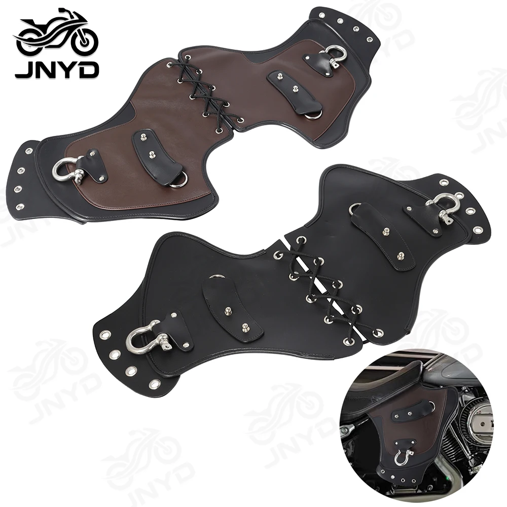 JNYD Motorcycle Universal PU Leather Heat Saddle Shield Deflectors Black/ Brown For Harley Touring Sportster Dyna Honda Yamaha