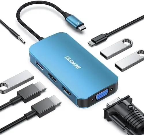 

Портативная док-станция Benfei USB с 8 функциями и возможностью зарядки Док-станция Benfei USB 8-в-1 с HDMI и аудиовыходом