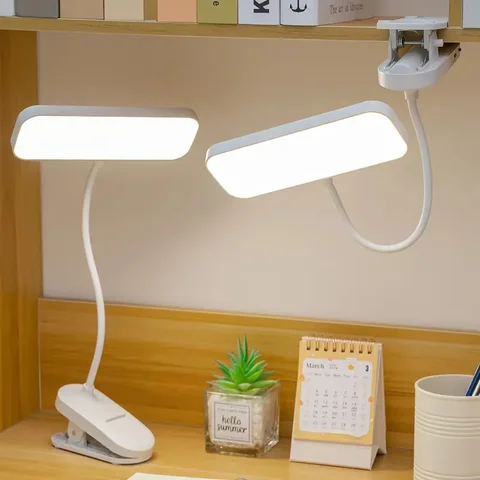 Clip-on LED USB Charging Desk Lamp for College Students, Dormitory Desk and Bedroom Reading Lamp, Suitable for Office, Study, Be